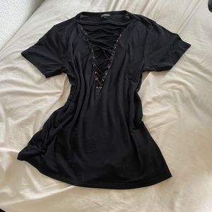 Edgy black V-neck shirt from Express